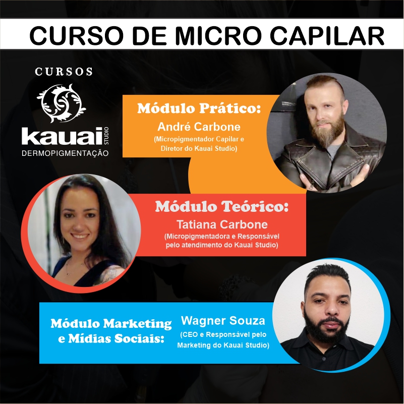 Os três professores do curso do micropigmentação capilar realista